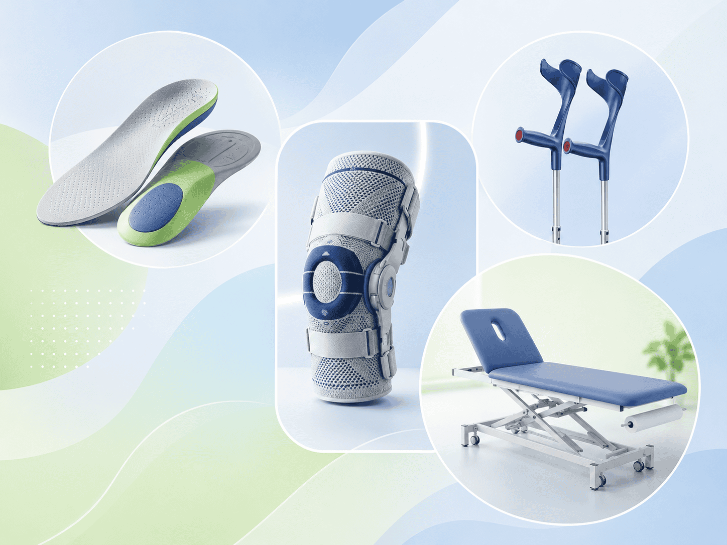 Orthopädische Hilfsmittel wie Orthese, Einlagen und Gehhilfen